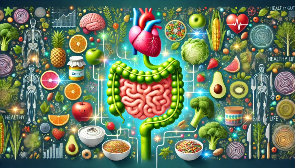 Good Food, Good Life'. The image features a vibrant and colorful array of healthy foods including fruits, vegetable